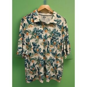 IZOD Saltwater Golf Polo Shirt Mens 3XB Floral Tropical  Hawaiian Red